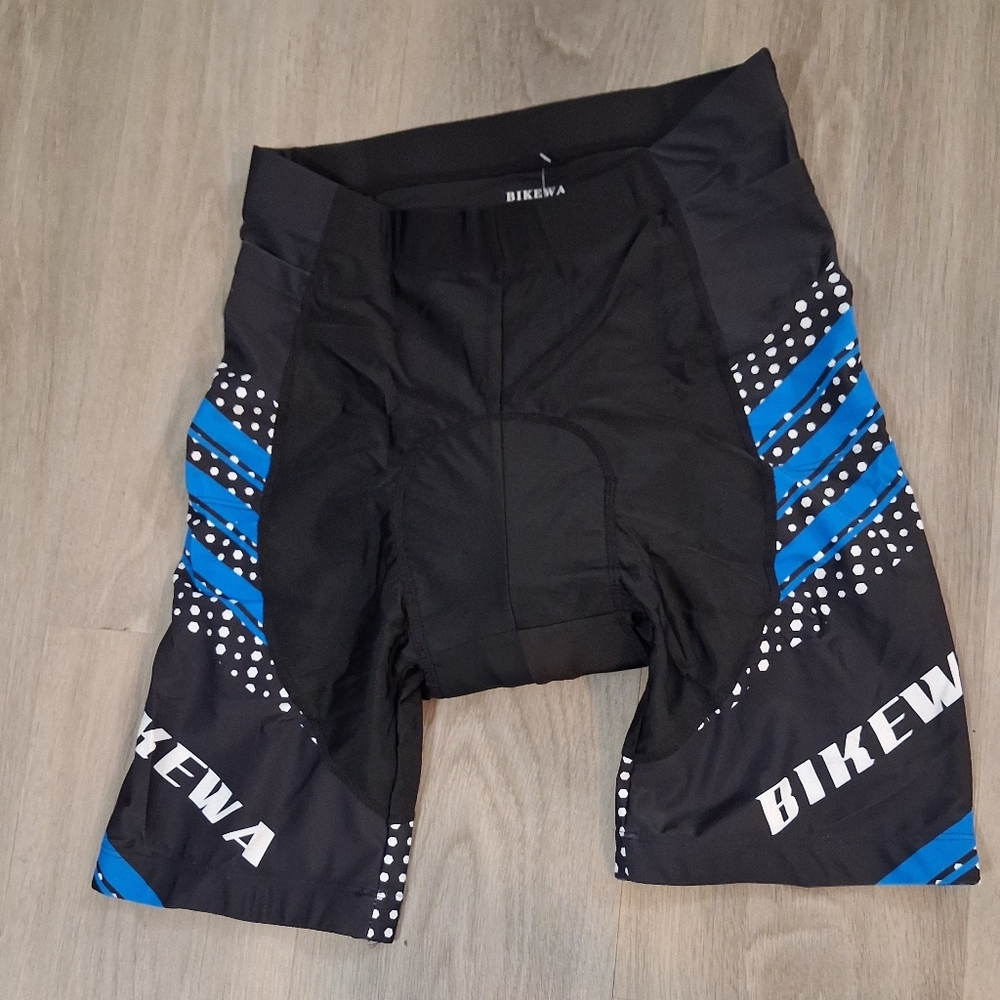Bikewa Men's Athletic Biking Shorts - Padded Black and Blue Size Medb NEVER WORN